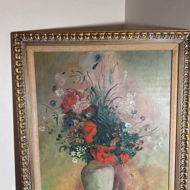 Vintage French Floral Still Life Oil Painting in Ornate Gold Frame ~ Signed Dixie 1972 For Sale - Image 11 of 12