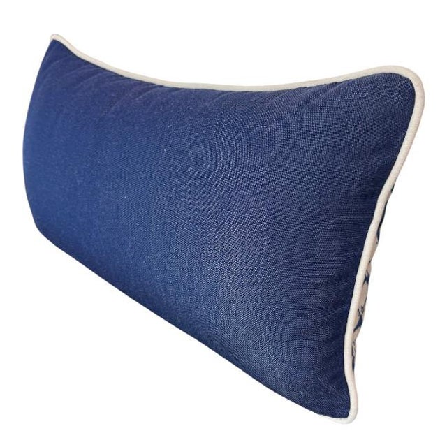 2020s Single White and Navy Lumbar Pillow For Sale - Image 5 of 6