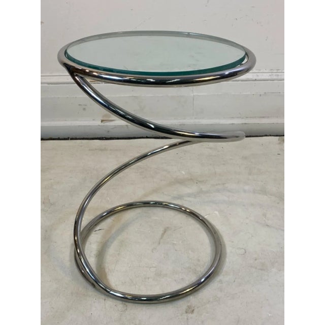 Pace Collection 1970s Pace Modernist Chrome Spiral Tables - A Pair For Sale - Image 4 of 8
