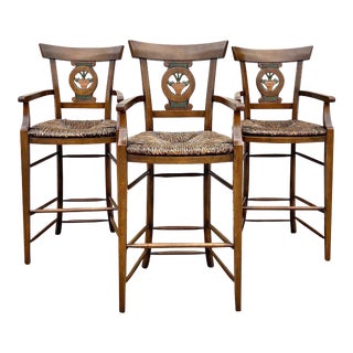 William Switzer Country French Directoire Bar Stools - Set of 3 For Sale