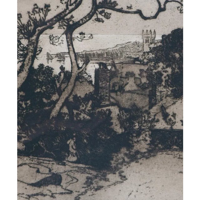 Albert Ernst (1909 Fronhofen - 1996 Hamburg), View of a Coastal Town, etching, 30 x 37 cm (picture), 45 x 50.5 cm (frame),...