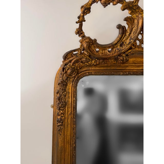 Baroque Louis XV 24K Gold Leaf Roccoco Mirror in Oak, 1740 For Sale - Image 3 of 10