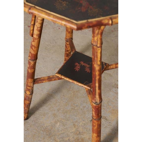 Late 19th Century Late 19th Century Aesthetic Movement English Tiger Bamboo Octogonal Table With Original Lacquer For Sale - Image 5 of 9