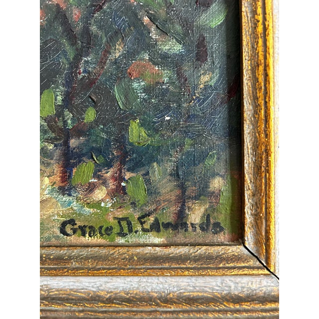 Antique Impressionist Oil Painting of Farm Plantation by Grace Edwards For Sale - Image 9 of 12