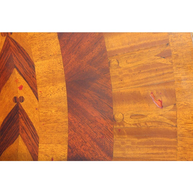 1980s Maitland-Smith Inlaid Wood Table With Gilt Brass Paw Feet For Sale - Image 11 of 12
