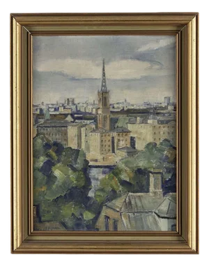 Emil Hellbom, Stockholm Old Town, 1940s, Oil, Framed