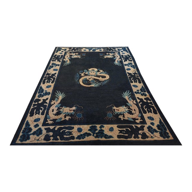 Late 19th Century Chinese Ningxia Dragon Carpet For Sale
