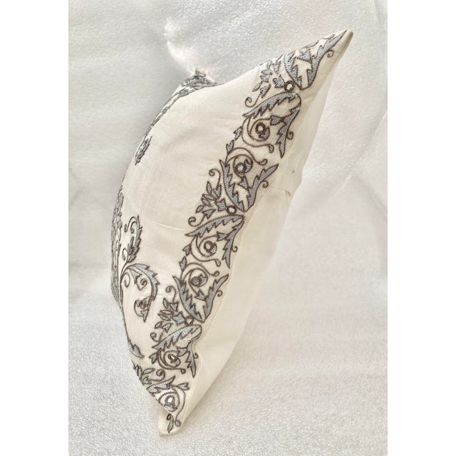 Asian Embroidered Paisley Boudoir Mini Silk Organza Pillow For Sale In New York - Image 6 of 7