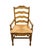 French Country High End Vintage Solid Rubberwood Country French Ladderback Dining Arm Chair W. Rush Seat For Sale - Image 3 of 10