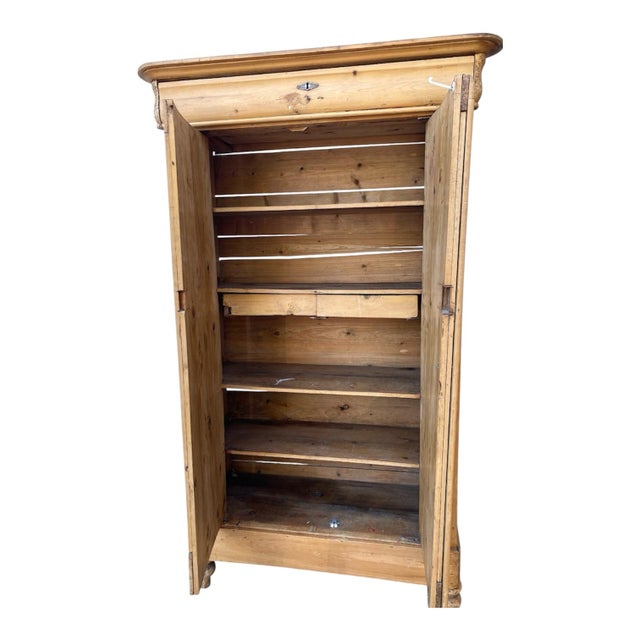 Mid 19th Century Antique Mid 1800s Biedermeier Style Bleached Pine Maid's Cupboard Sideboard Wardrobe For Sale - Image 5 of 6