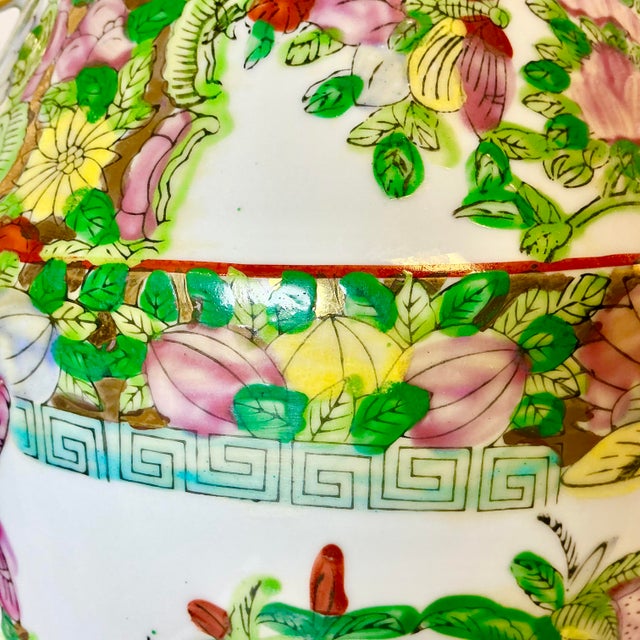 Late 19th C Antique Chinoiserie Boho Chic Hollywood Regency Famille Rose Vases - A Pair, Monumental For Sale - Image 16 of 18