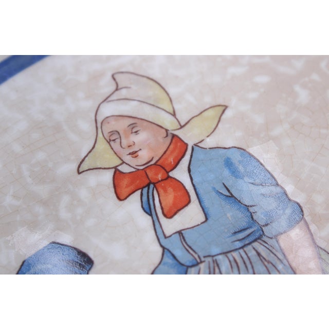 Ceramic Antique Dresden Fine China Porcelain Cake Plate Dutch Children For Sale - Image 7 of 11