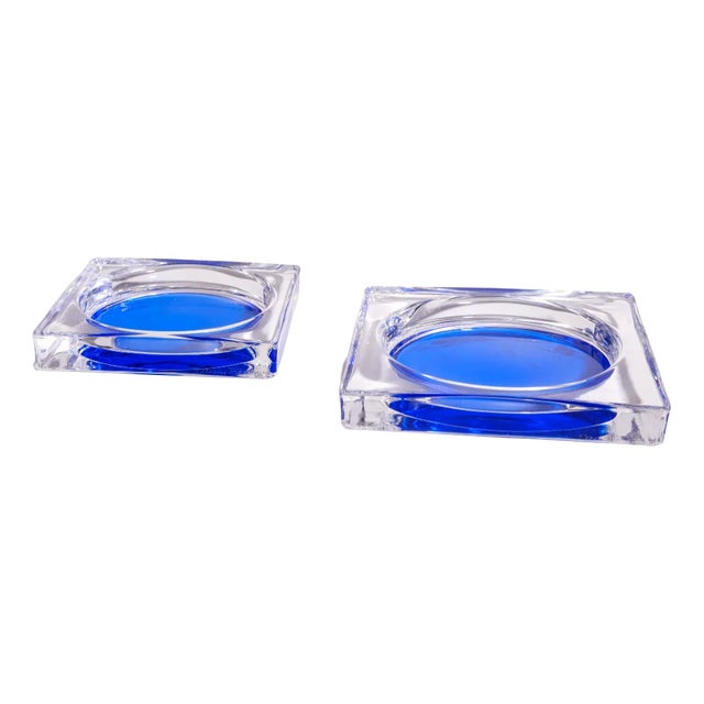 Crystal Glass Trays from Daum, France, Set of 2 For Sale