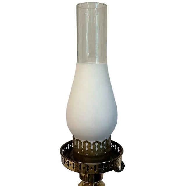 Mid 20th Century Vintage Hobnail Milk Glass Double Globe Hurricane Electric Lamp For Sale - Image 5 of 6
