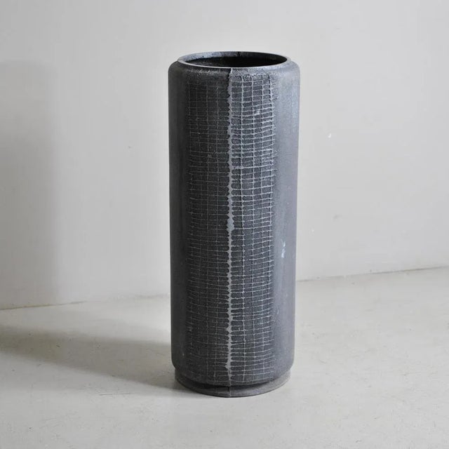 Gray Worked Spindle Cast Vase by Burchiellaro Lorenzo, 1970s For Sale - Image 8 of 8