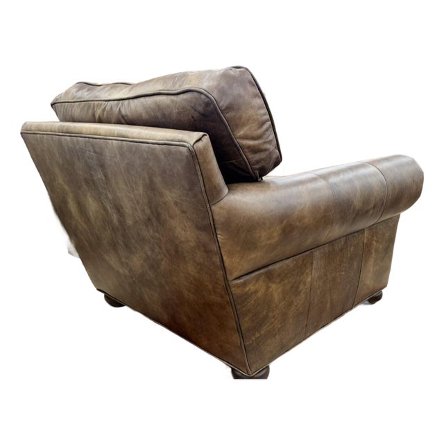 Restoration Hardware Lancaster Brown Leather Large Reading Chair For Sale
