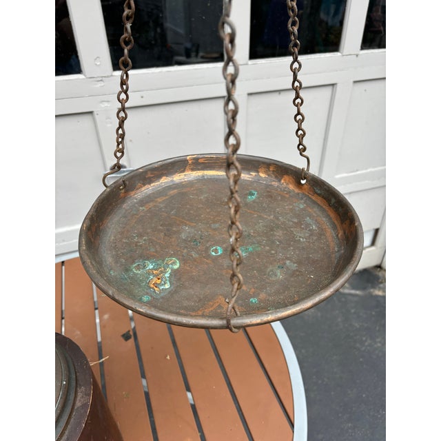 Late 19th Century Vintage Brass Copper Metal Wood Large Balance Scales For Sale - Image 5 of 11