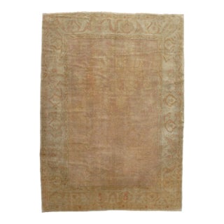 Antique Oushak Carpet, Handmade Turkish Oriental Rug, Pastel, Pale, Soft Colors For Sale
