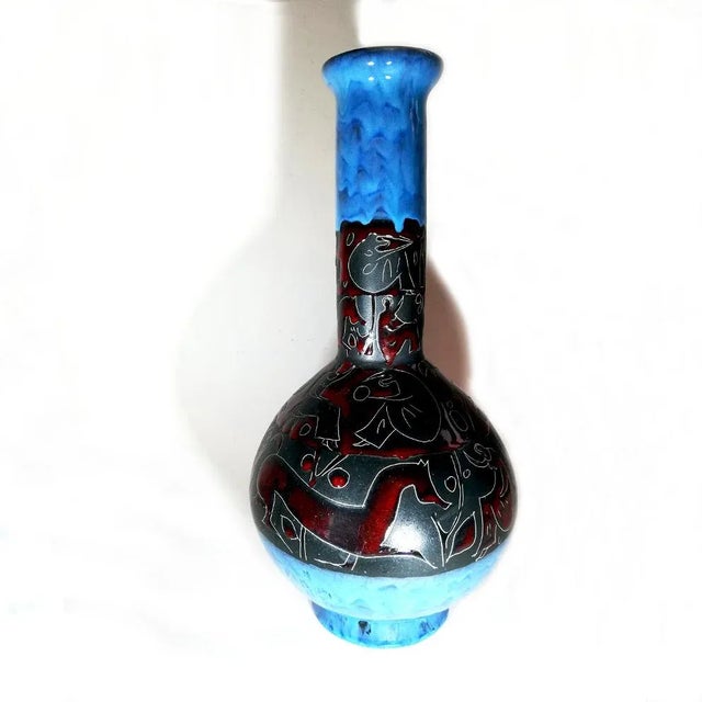 Italian Ceramic and Enamel Vase by Tosin for Etruria, 1950s For Sale - Image 4 of 12