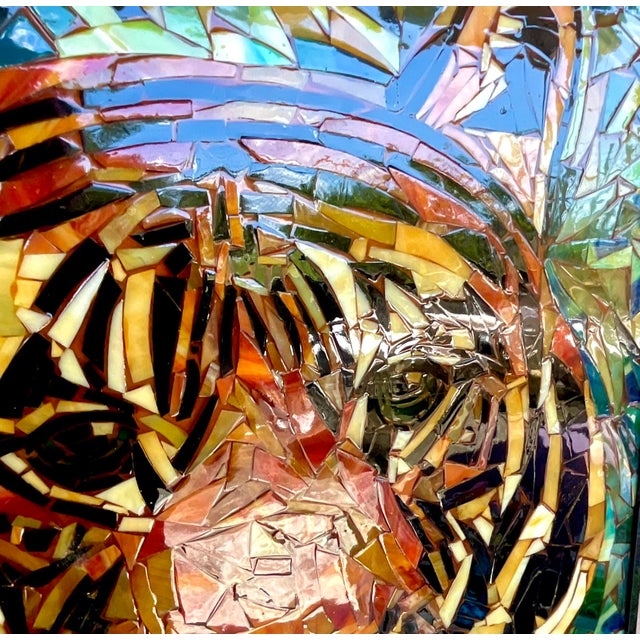 Vintage Glass Mosaic of Tiger in Lucite Box Wall Sculpture For Sale - Image 10 of 10