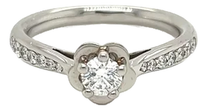 Chanel Camellia 0.25ct Diamond E Vvs2 Platinum Engagement Ring Gia Cert, Size 5.5