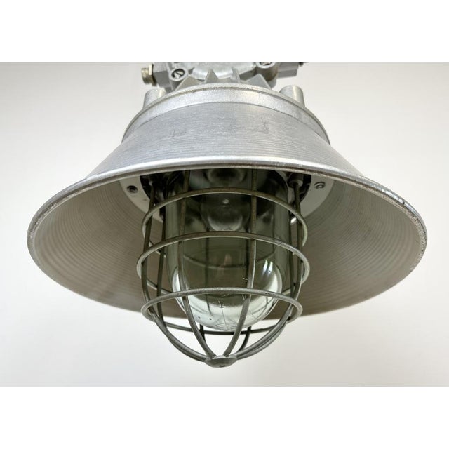1970s Large Industrial Cast Aluminium Cage Pendant Light from Polam Wilkasy, 1970s For Sale - Image 5 of 18