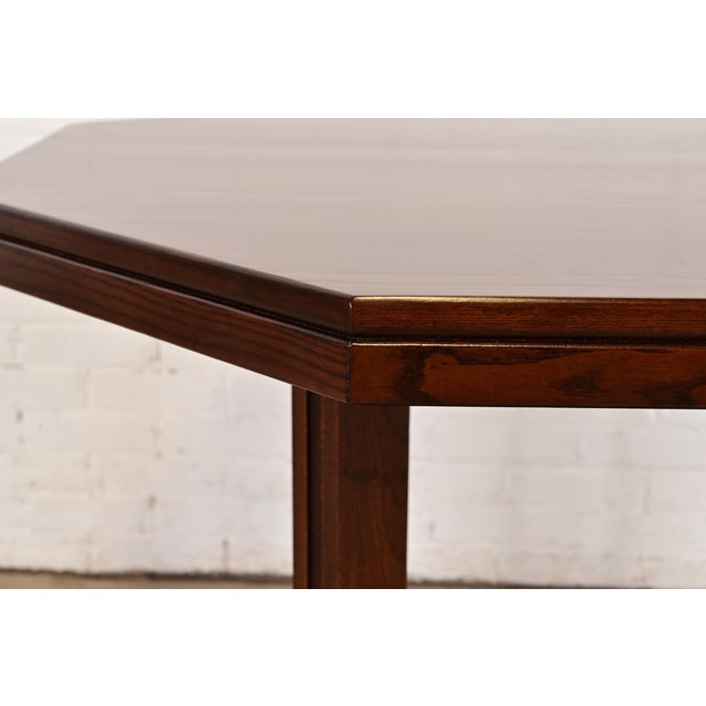 Frank Lloyd Wright Style Mid-Century Modern Oak X-Base Dining Table, Newly Refinished For Sale In South Bend - Image 6 of 12