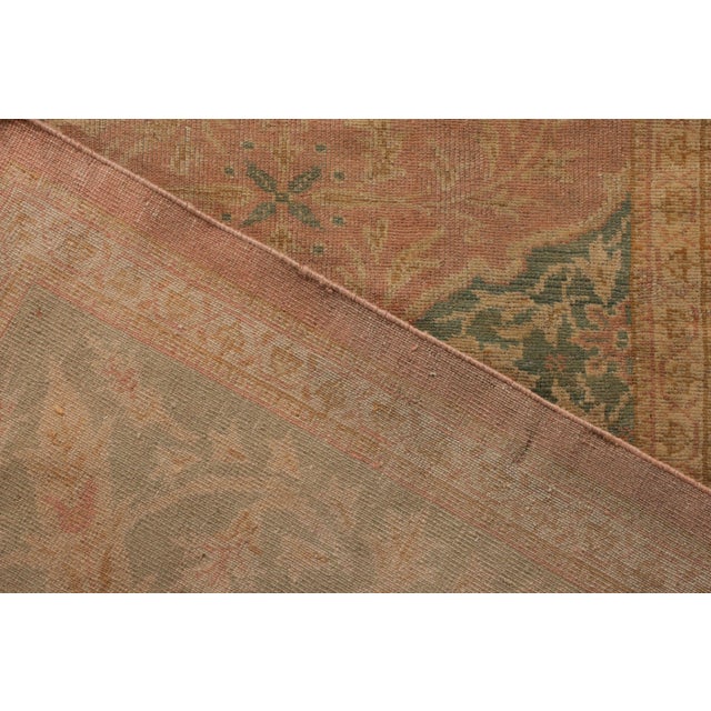 Red Antique Oushak Rug in Red and Green All Over Floral Pattern For Sale - Image 8 of 8