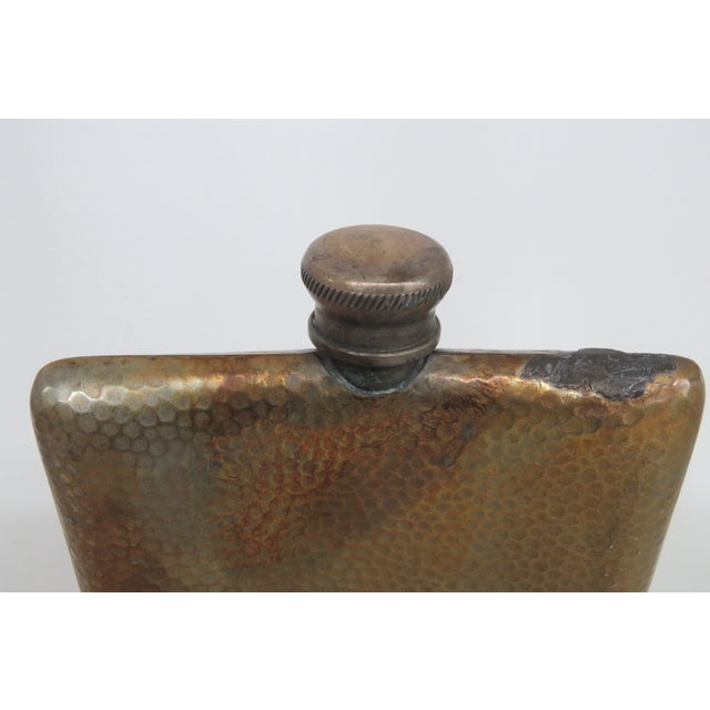 Early 20th Century Early 20th Century Hammered Hip Whiskey Liquored 1920s Metal Flask 4713b For Sale - Image 5 of 10