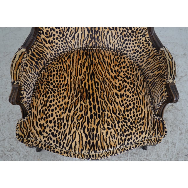Pair of Cheetah Print Louis XVI Style Bergere Chairs For Sale - Image 12 of 18