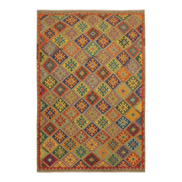 1990s 1990s Rustic Kilim Gray Blue Wool Rug - 6'10" X 10'0" For Sale