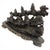 Feng Shui 8 Running Horses Carved Black Jasper Grouping & Wood Base C1920 For Sale - Image 4 of 7