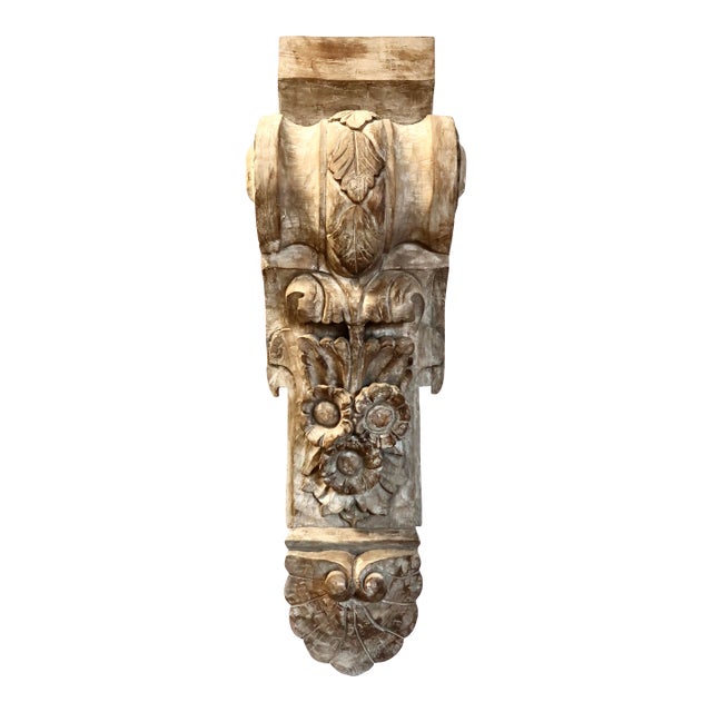 Restoration Hardware Carved Wood Wall Corbel, Spanish Revival Style For Sale