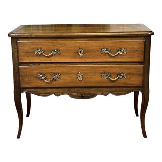 Louis XV Two-Drawer Chest of Drawers in Walnut and Poplar Wood, 1890s For Sale