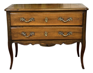 Louis XV Two-Drawer Chest of Drawers in Walnut and Poplar Wood, 1890s