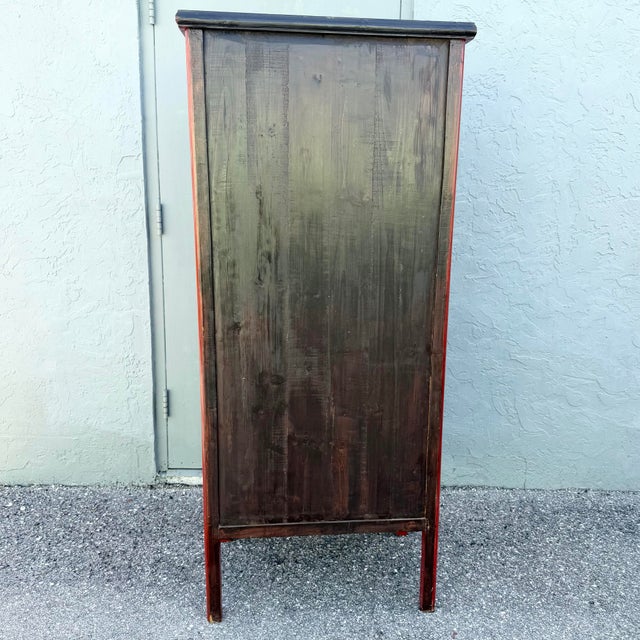 Vintage Chinese Red Wooden Cabinet For Sale - Image 9 of 11