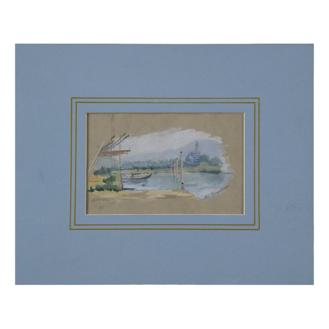 Period Italian Signed Landscape Watercolor For Sale