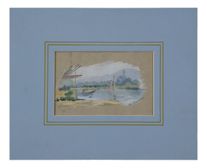 Period Italian Signed Landscape Watercolor