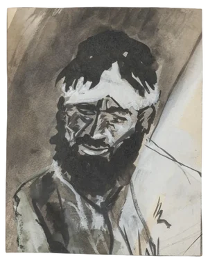 Unknown, Portrait, Original Tempera Drawing, 20th Century
