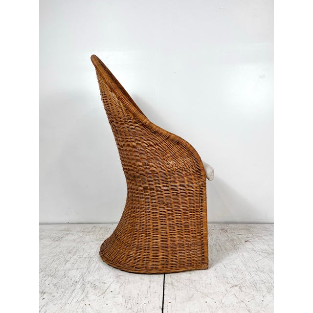 Brown Vintage Fan Back Wicker Chair For Sale - Image 8 of 12