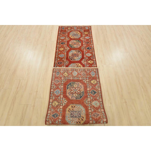 Kazak Runner 2’6” X 9’10” Red Wool Tribal Hand-Knotted Oriental Rug For Sale - Image 11 of 12