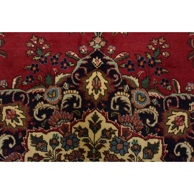 Tabriz Rug 8’3” X 11’3” Red Wool Vintage Traditional Hand-Knotted Carpet For Sale - Image 10 of 15