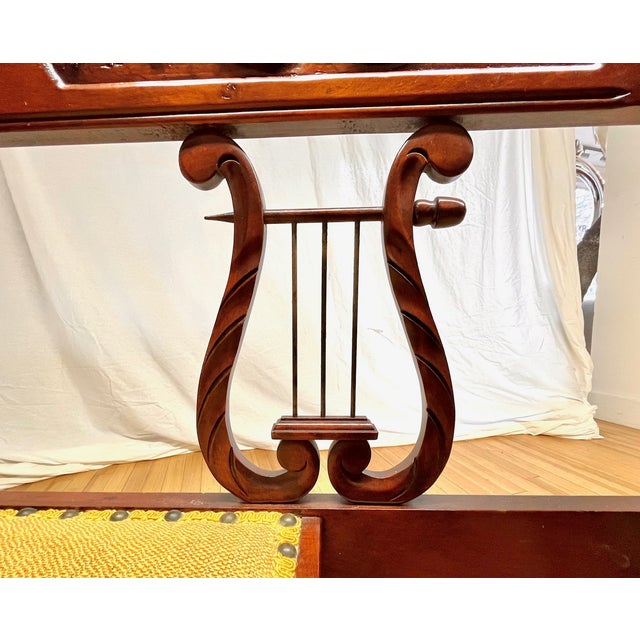 Wood Graceful Vintage Duncan Phyfe Style Harp Mahogany Gossip Bench /Telephone Table For Sale - Image 7 of 7