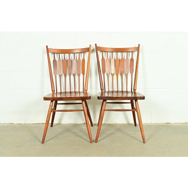 Kipp Stewart for Drexel Declaration Sculpted Walnut Side Chairs or Dining Chairs, Pair For Sale - Image 13 of 13