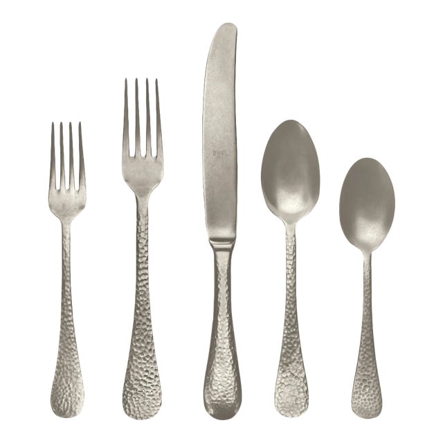 Mepra Epoque 5-Piece Flatware Set, Pewter Champagne For Sale