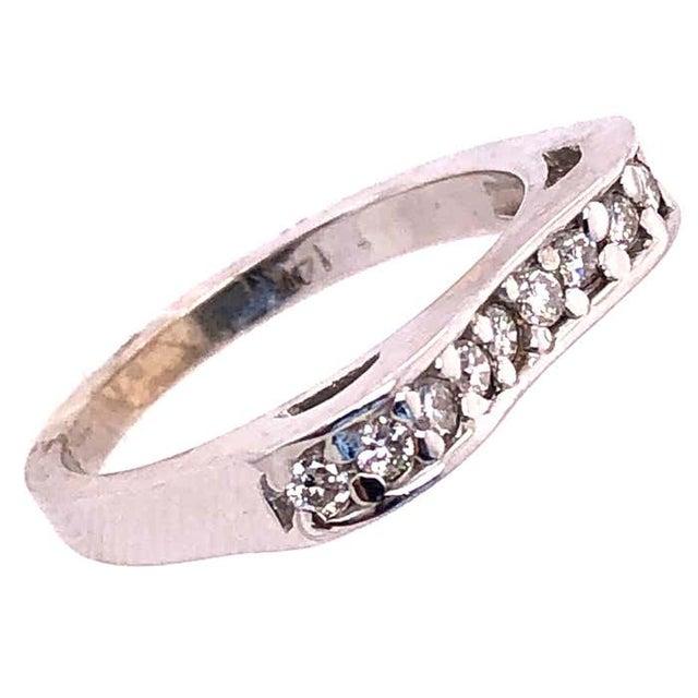 Antique White 14 Karat White Gold and Diamond Wedding Band Bridal Anniversary Ring For Sale - Image 8 of 10