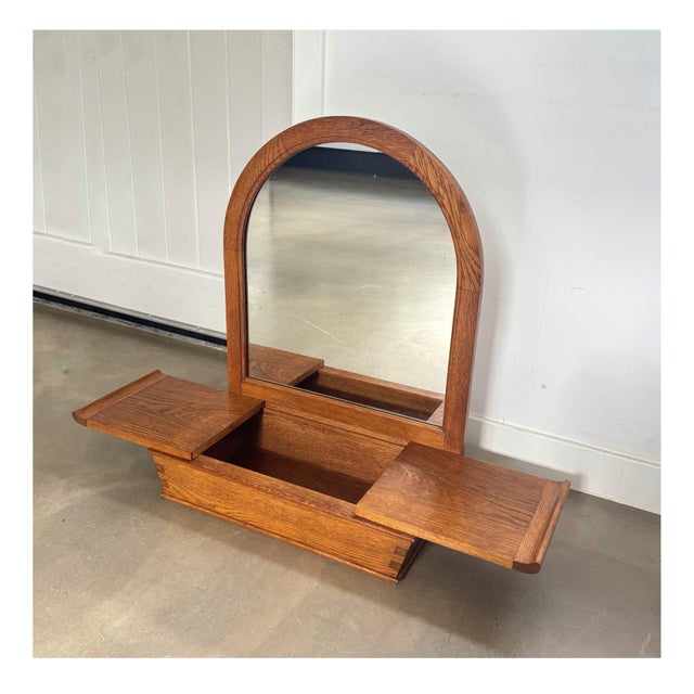 Vintage Dutch Wooden Mirror with Storage Unit, 1986 For Sale - Image 9 of 9