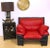 1980s 1980s Red and Black Leather Down-Filled Lounge Chair | Made in Italy For Sale - Image 5 of 6
