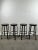 Vintage Industrial Style Round Wood Top Bar Stools w Black Iron Legs, Set of 4 This set of four industrial-style bar...