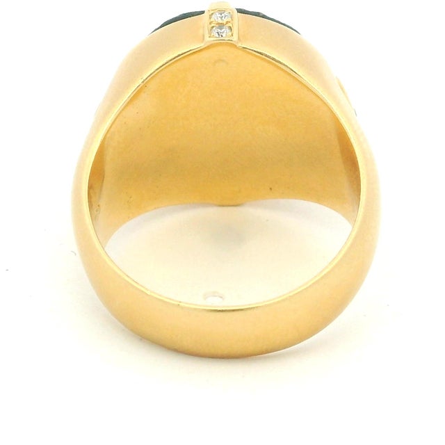 Metal Vintage Italian 18k Gold Diamond Intaglio Ring by Bastian Bros, Size 10 For Sale - Image 7 of 13